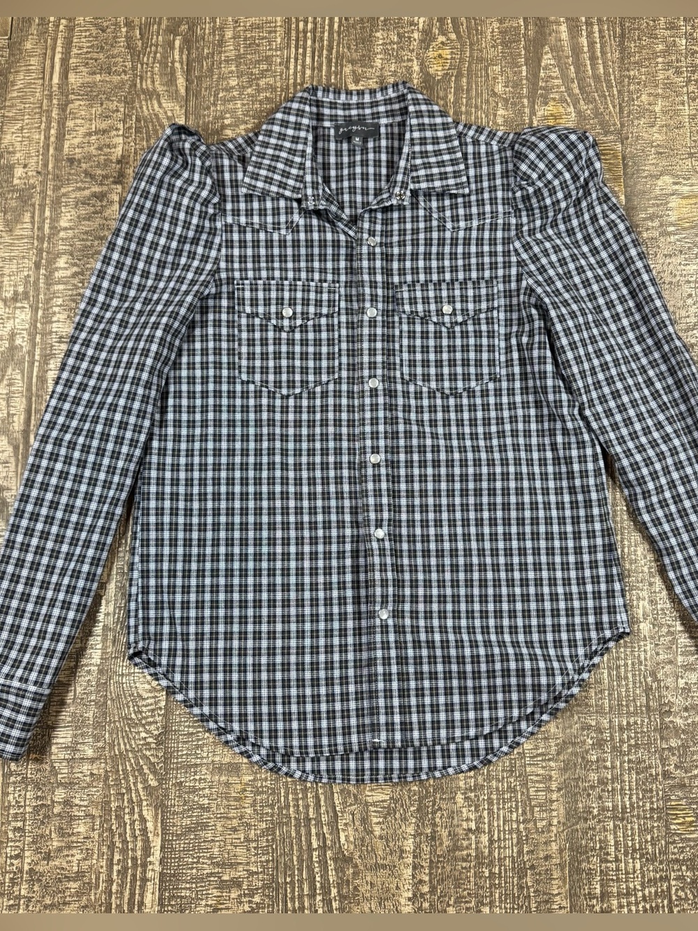 Women's Blue and Green Plaid Button-Up Shirt NWOT